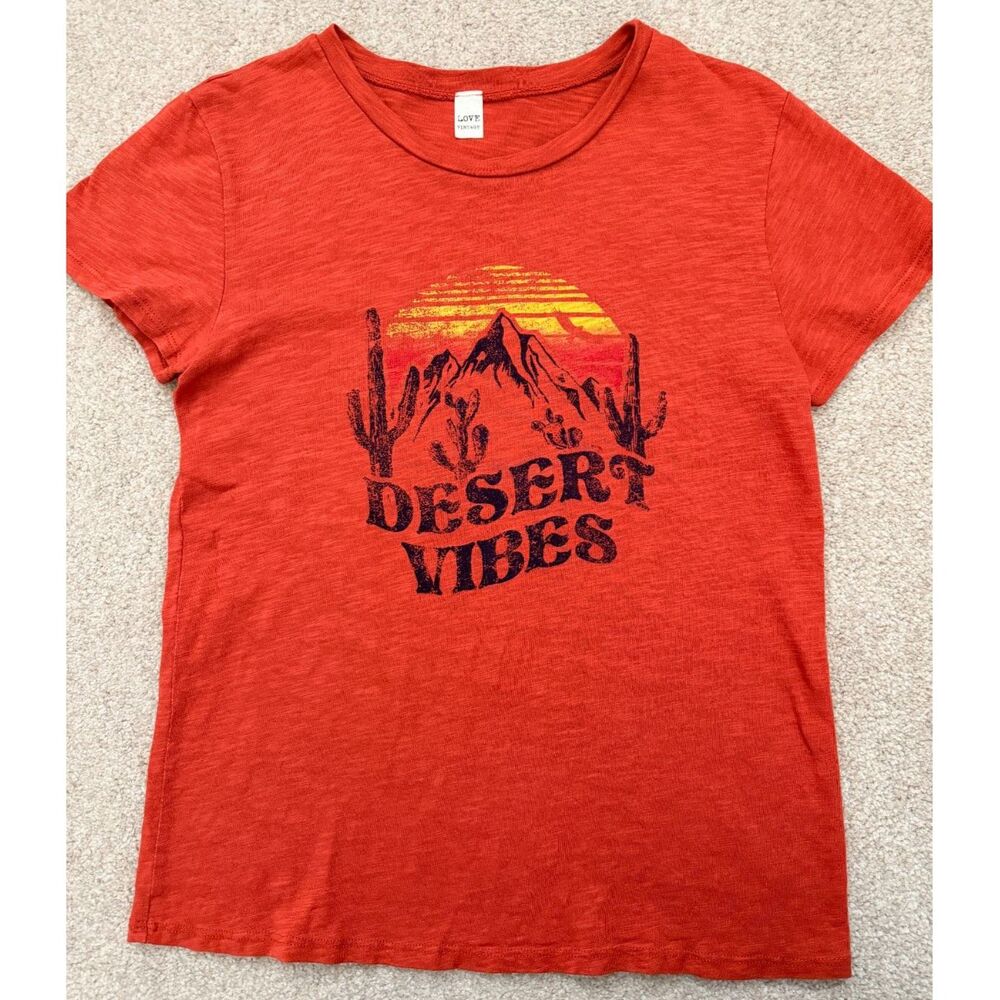 Love Vintage Women’s “Desert Vibes” Cactus Graphic T-Shirt Burnt Orange S/M